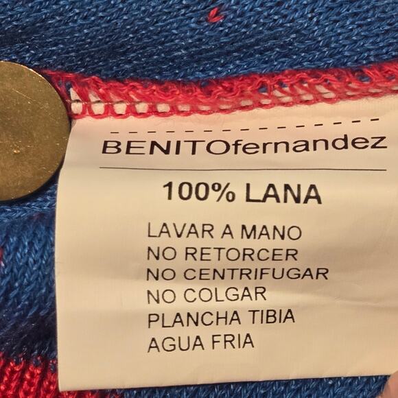 Benito Fernández 100% Wool Heart Cardigan Maximalist Color-Block Knit - Size S - Picture 8 of 8